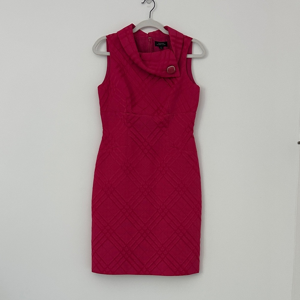 Tahari Fuchsia Sleeveless Dress with Cowl Neck